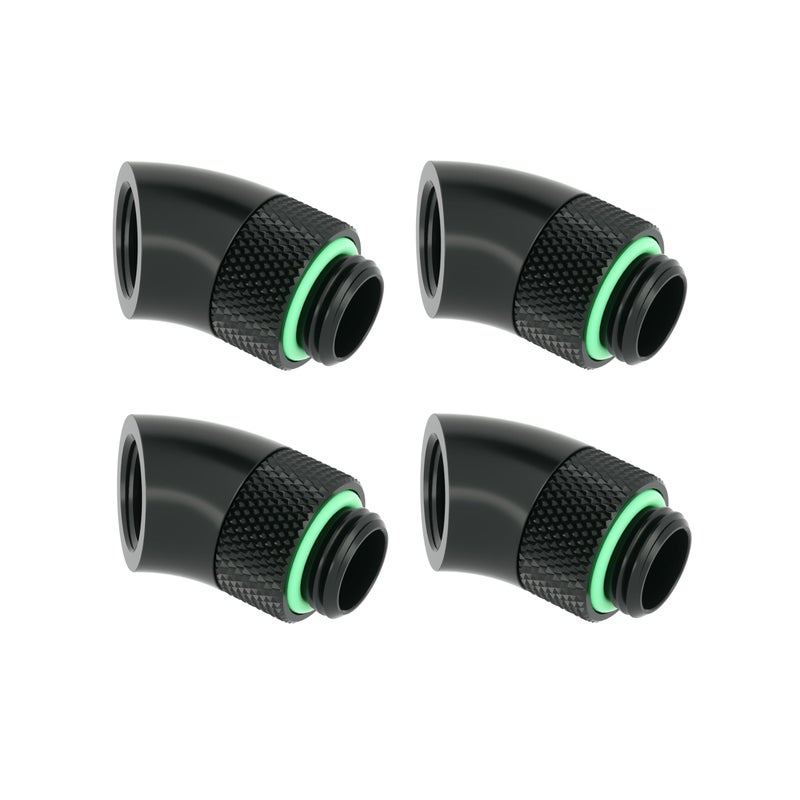 Barrow G1/4" Male to Female Extender Fitting, 45 Degree Rotary, Black, 4-Pack - Image 1